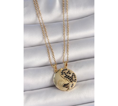 316L Çelik Gold Renk Zincir Zirkon Taşlı Ying Yang Model Gün Batımı İşlemeli Arkadaşlık Kadın Kolye 316L Çelik Gold Renk Zincir Zirkon Taşlı Ying Yang Model Gün Batımı İşlemeli Arkadaşlık Kadın Kolye
