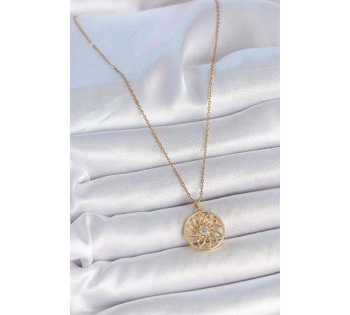 316L Çelik Gold Renk Zincr Mavi Taşlı Lotus Model Kadın Kolye 316L Çelik Gold Renk Zincr Mavi Taşlı Lotus Model Kadın Kolye