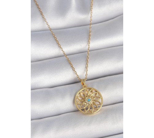 316L Çelik Gold Renk Zincr Mavi Taşlı Lotus Model Kadın Kolye 316L Çelik Gold Renk Zincr Mavi Taşlı Lotus Model Kadın Kolye