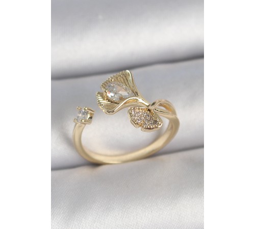 Pirinç Gold Renk Zirkon Taşlı Deniz Kabuğu Model Ayarlanabilir Kadın Yüzük Pirinç Gold Renk Zirkon Taşlı Deniz Kabuğu Model Ayarlanabilir Kadın Yüzük