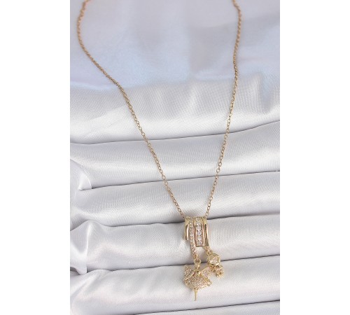 316L Çelik Gold Renk Zirkon Taşlı Sallantı Melek Figür Charm Kadın Kolye 316L Çelik Gold Renk Zirkon Taşlı Sallantı Melek Figür Charm Kadın Kolye