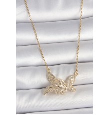 316L Çelik Gold Renk Zincir Zirkon Taşlı Kelebek Model Kadın Kolye