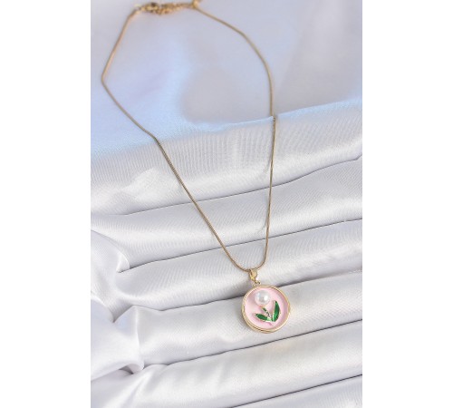 316L Çelik Gold Renk Zincir Pembe Mineli İncili Çiçek İşlemeli Portre Model Kadın Kolye 316L Çelik Gold Renk Zincir Pembe Mineli İncili Çiçek İşlemeli Portre Model Kadın Kolye