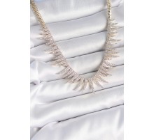 Pirinç Gold Renk Zirkon Taşlı Sivri Model VIP Seri Kadın Kolye