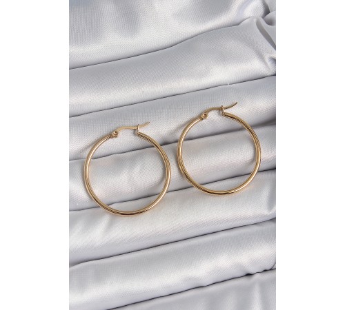 316 Çelik Gold Renk 33 mm Kadın Halka Model Kadın Küpe 316 Çelik Gold Renk 33 mm Kadın Halka Model Kadın Küpe