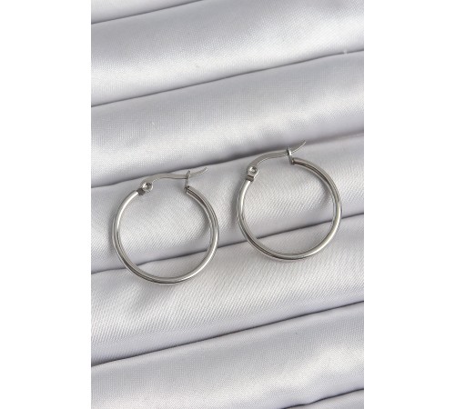 316 Çelik Gümüş Renk 22 mm Halka Model Kadın Küpe 316 Çelik Gümüş Renk 22 mm Halka Model Kadın Küpe