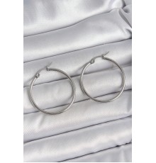 316 Çelik Gümüş Renk 33 mm Halka Model Kadın Küpe