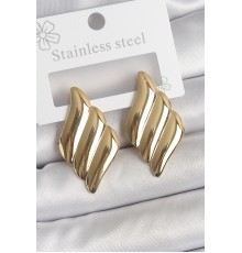 316 Çelik Gold Renk Dalga Model Kadın Küpe