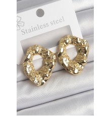 316 Çelik Gold Renk İşlemeli Halka Model Kadın Küpe