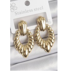 316 Çelik Gold Renk İşlemeli Motiif Model Kadın Küpe