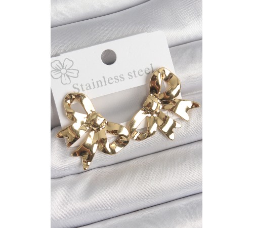 316 Çelik Gold Renk Kurdele Plaka Model Kadın Küpe 316 Çelik Gold Renk Kurdele Plaka Model Kadın Küpe