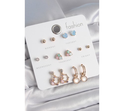 Pirinç Gold Renk Zirkon Taşlı Sallantı Halka Figür Kalp Detay 7 Çift Kadın Küpe Pirinç Gold Renk Zirkon Taşlı Sallantı Halka Figür Kalp Detay 7 Çift Kadın Küpe