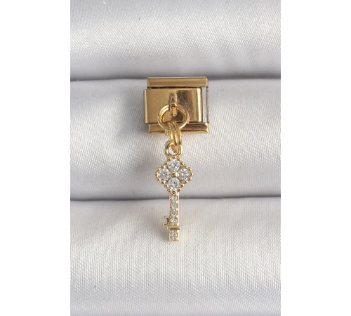 316L Çelik Gold Renk Sallantı Zirkon Taşlı Anahtar Model Nomination Charm 316L Çelik Gold Renk Sallantı Zirkon Taşlı Anahtar Model Nomination Charm