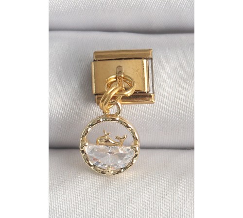 316L Çelik Gold Renk Sallantı Zirkon Taşlı Balina Model Nomination Charm 316L Çelik Gold Renk Sallantı Zirkon Taşlı Balina Model Nomination Charm