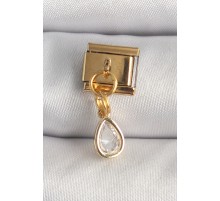 316L Çelik Gold Renk Sallantı Damla Zirkon Taşlı Nomination Charm