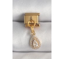316L Çelik Gold Renk Sallantı Damla Zirkon Taşlı Nomination Charm