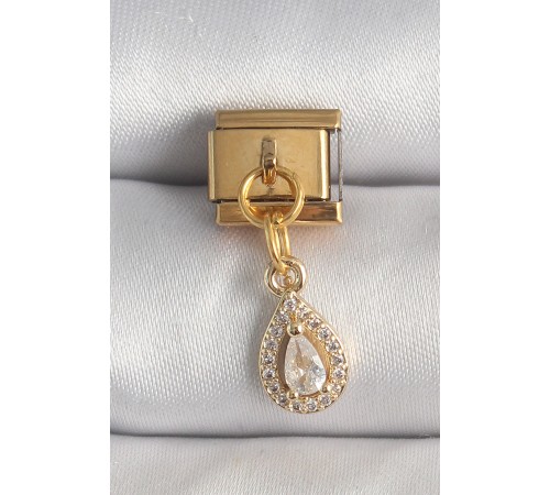 316L Çelik Gold Renk Sallantı Damla Zirkon Taşlı Nomination Charm 316L Çelik Gold Renk Sallantı Damla Zirkon Taşlı Nomination Charm