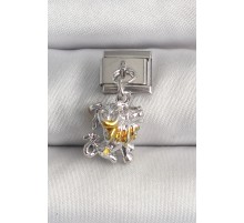 316L Çelik Gümüş Renk Sallantı Aslan Model Nomination Charm