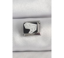 316L Çelik Gümüş Renk Siyah Beyaz Kuş İşlemeli Nomination Charm