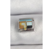 316L Çelik Gümüş Renk Renkli Portre Model Nomination Charm