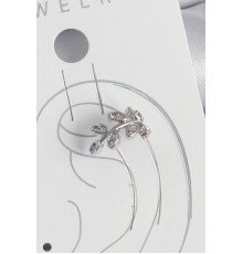 Pirinç Gümüş Renk Zirkon Taşlı Yaprak Model Kıkırdak Kadın Küpe
