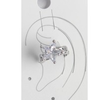 Pirinç Gümüş Renk Zirkon Taşlı Yıldız Model Kadın Kıkırdak Küpe