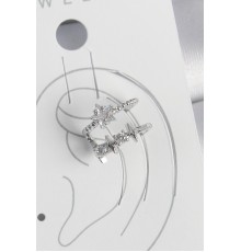Pirinç Gümüş Renk Zirkon Taşlı Yıldız Model Kadın Kıkırdak Küpe