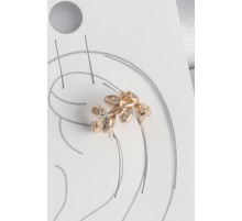 Pirinç Gold Renk Zirkon Taşlı Yaprak Model Kadın Kıkırdak Küpe