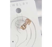 Pirinç Gold Renk Zirkon Taşlı Sonsuzluk Zincir Model Kadın Kıkırdak Küpe