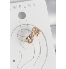 Pirinç Gold Renk Zirkon Taşlı Sonsuzluk Zincir Model Kadın Kıkırdak Küpe