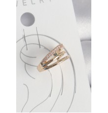 Pirinç Gold Renk Zirkon Taşlı 3'Lü Sıralı Model Kadın Kıkırdak Küpe