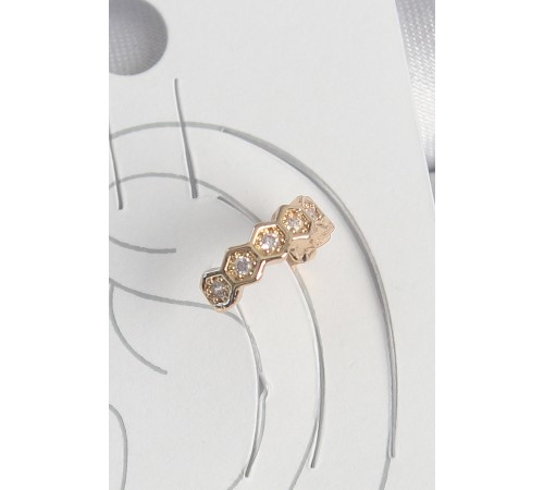 Pirinç Gold Renk Zirkon Taşlı Bal Peteği Model Kadın Kıkırdak Küpe Pirinç Gold Renk Zirkon Taşlı Bal Peteği Model Kadın Kıkırdak Küpe