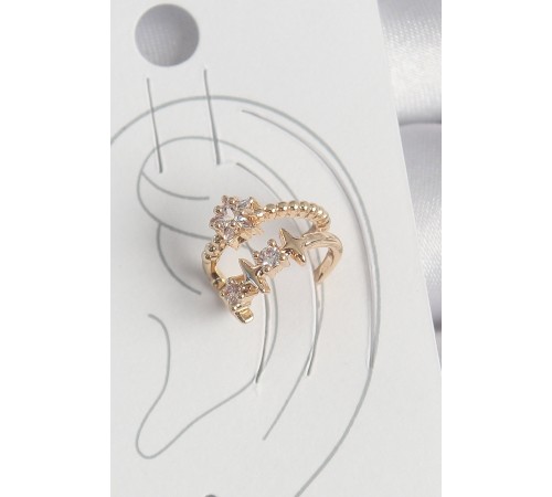 Pirinç Gold Renk Zirkon Taşlı Yıldız Model Kadın Kıkırdak Küpe Pirinç Gold Renk Zirkon Taşlı Yıldız Model Kadın Kıkırdak Küpe