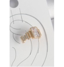 Pirinç Gold Renk Kare Zirkon Taşlı Kadın Kıkırdak Küpe