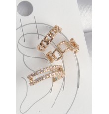 Pirinç Gold Renk Zirkon Taşlı Kare Zincir Model Kadın Kıkırdak Küpe