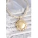 Kırık Beyaz Halat Model Gold Renk Güneş Figürlü Pirinç Kolye