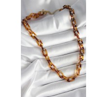 Leopar Desenli Mika Zincir Kadın Kolye