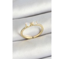 Pirinç Fiyonk Figürlü Zirkon Taşlı Gold Renk Ayarlanabilir Kadın Yüzük