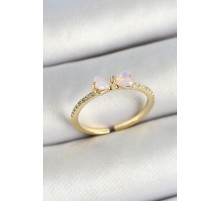 Pirinç Fiyonk Figürlü Zirkon Taşlı Gold Renk Ayarlanabilir Kadın Yüzük