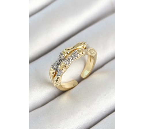 Pirinç Kemik Figürlü Zirkon Taşlı Gold Renk Ayarlanabilir Kadın Yüzük Pirinç Kemik Figürlü Zirkon Taşlı Gold Renk Ayarlanabilir Kadın Yüzük