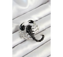 3D Siyah Akrep Figürlü Gümüş Renk Kadın Broş