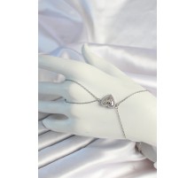 316L Çelik Zincirli Gümüş Renk Kalp Figürlü Zirkon Taşlı Şahmeran