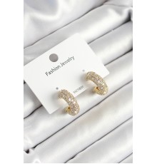 Pirinç Zirkon Taşlı Halka Model Gold Renk Kadın Küpe