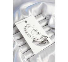 316L Çelik Yıldız Figürlü Ve Zirkon Taşlı Gümüş Renk 7'li Çift Kadın Küpe Set