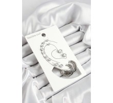 316L Çelik Halka Figürlü Ve Zirkon Taşlı Gümüş Renk 7'li Çift Kadın Küpe Set