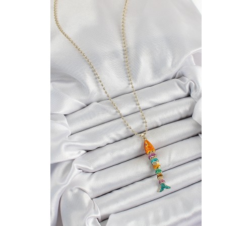 Pirinç Rainbow Balık Model Zirkon Taşlı Gold Renk Kadın Kolye Pirinç Rainbow Balık Model Zirkon Taşlı Gold Renk Kadın Kolye