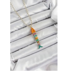 Pirinç Rainbow Balık Model Zirkon Taşlı Gold Renk Kadın Kolye