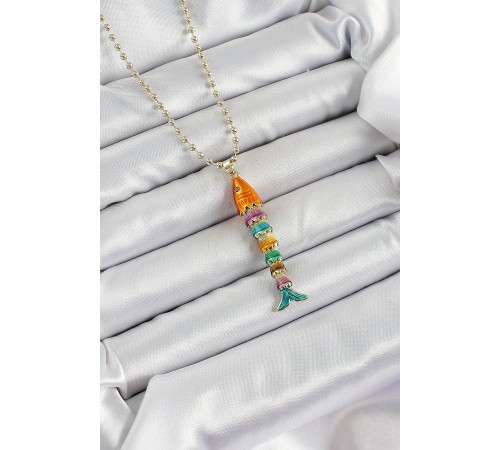 Pirinç Rainbow Balık Model Zirkon Taşlı Gold Renk Kadın Kolye Pirinç Rainbow Balık Model Zirkon Taşlı Gold Renk Kadın Kolye