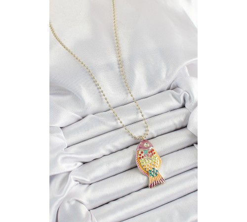 Pirinç Rainbow Balık Model Zirkon Taşlı Gold Renk Kadın Kolye Pirinç Rainbow Balık Model Zirkon Taşlı Gold Renk Kadın Kolye