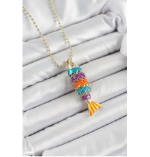 Pirinç Rainbow Balık Model Zirkon Taşlı Gold Renk Kadın Kolye